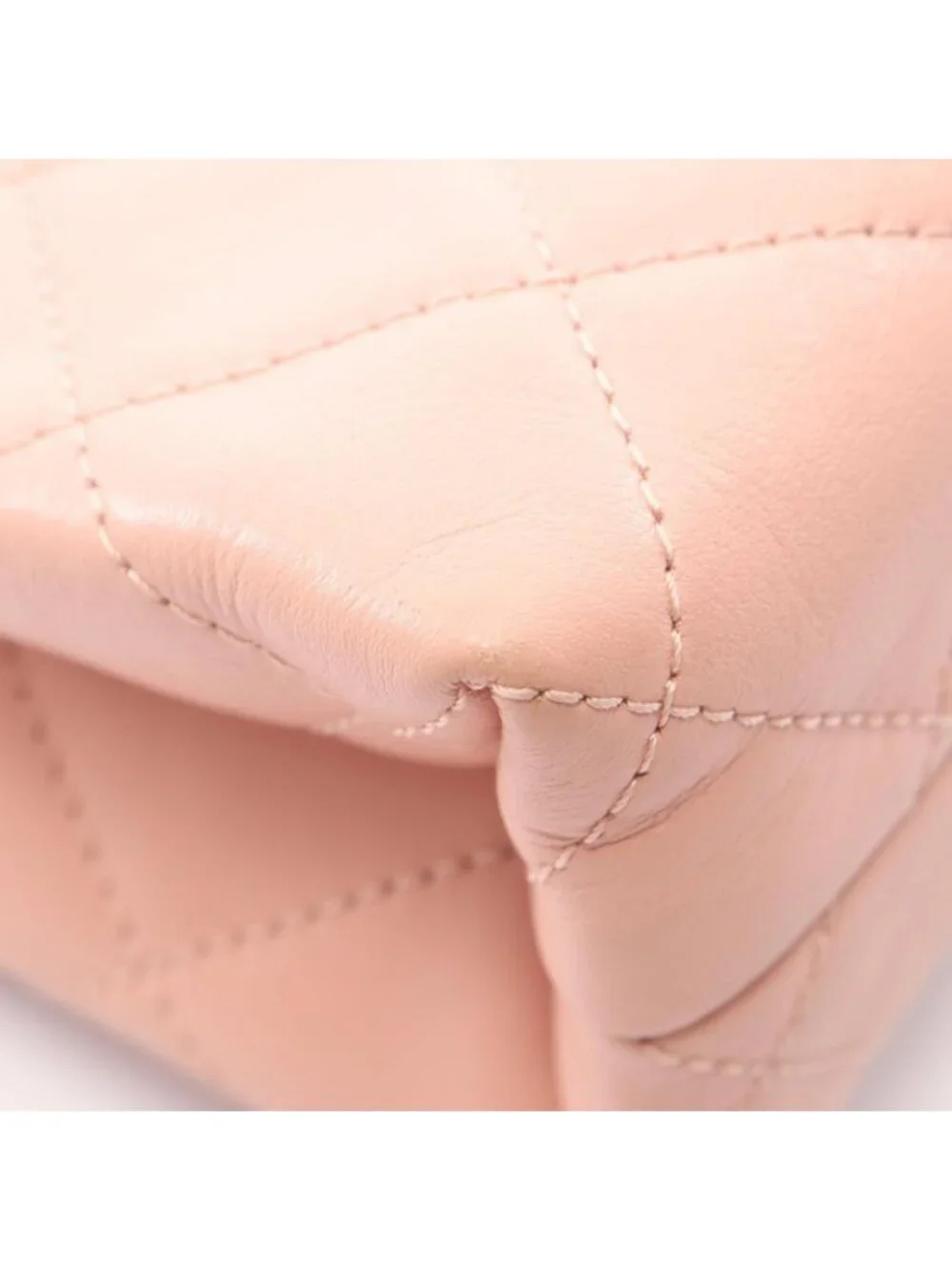 Chanel Shoulder Bag Quilted Logo Pink Lambskin Chain